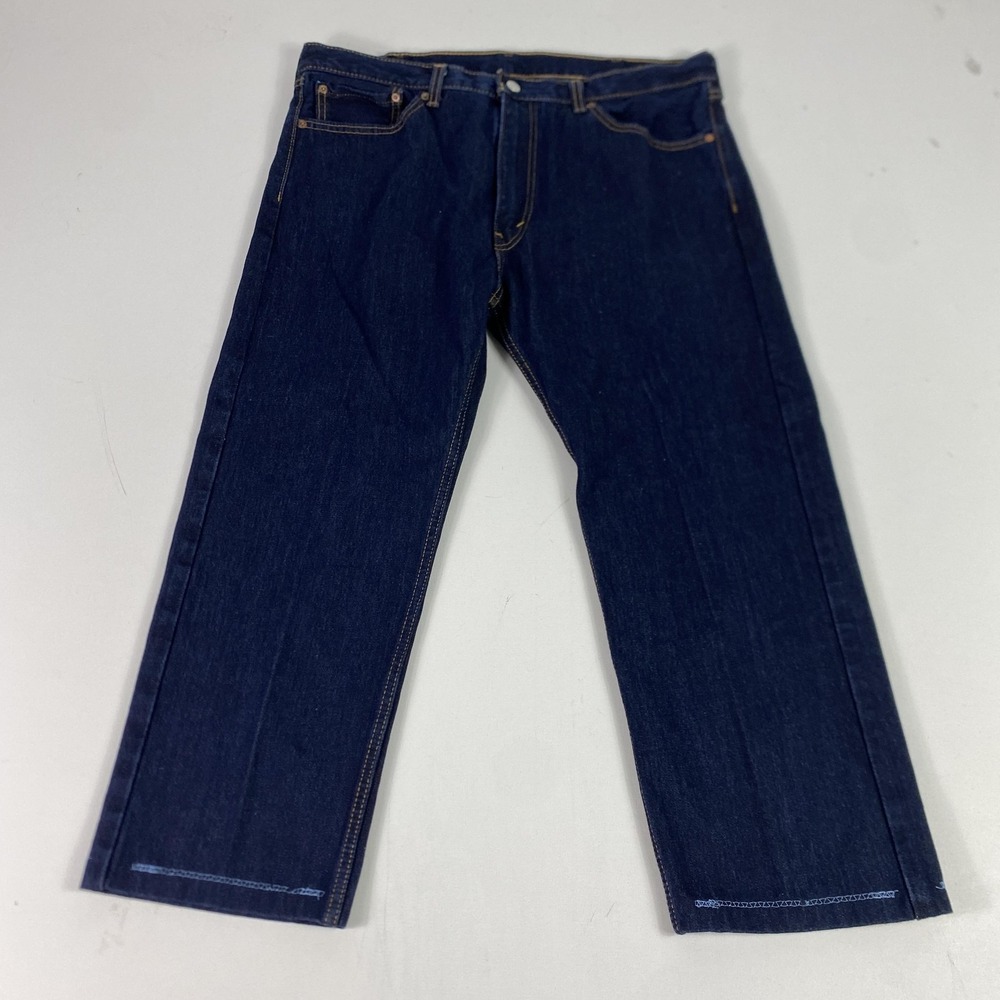 Levis 505 Jeans Mens 38x27 Blue Dark Wash Denim Straight Leg Classic Fit Pants